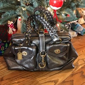 Metallic Daphne Satchel with Brass Hardware